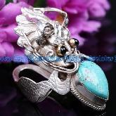 Handmade Tibetan Sterling Silver Ring Turquoise Dragon Ring