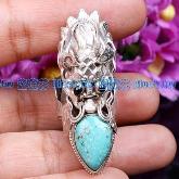 Handmade Tibetan Sterling Silver Ring Turquoise Dragon Ring