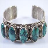 Handmade Tibetan Sterling Silver Turquoise Bracelet