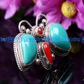Handmade Tibetan Sterling Silver Turquoise Butterfly Ring