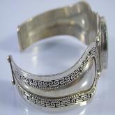 Handmade Tibetan Sterling Silver Turquoise OM Bracelet