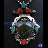 Handmade Tibetan Sterling Silver Turquoise Pendant