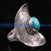 Tibetan Turquoise Jewelry Handmade Silver Jewelry Sterling Silver Ring