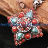 Handmade Tibetan Turquoise Coral Pendant