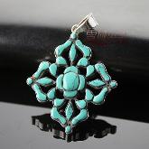 Handmade Tibetan Turquoise Dorje Pendant