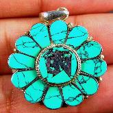 Handmade Tibetan Turquoise OM Pendant Tibetan Pendant