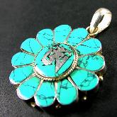 Handmade Tibetan Turquoise OM Pendant Tibetan Pendant