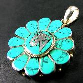 Handmade Tibetan Turquoise OM Pendant Tibetan Pendant