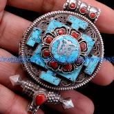 Handmade Turquoise Buddhist Prayer Box Pendant