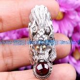 Nepalese Handmade Ring Nepal Garnet Stone Dragon Ring