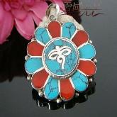 Tibetan Handmade Buddha Eye Pendant Tibetan Turquoise Coral Pendant