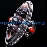 Tibetan Handmade Dzi Dorje Ring Tibetan Sterling Silver Ring