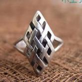 Tibetan Handmade Endless Knot Ring Tibetan Sterling Silver Ring