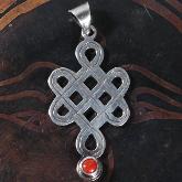 Tibetan Handmade Pendant Endless Knot Stirling Silver Pendant