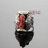 Tibetan Handmade Ring Tibetan Sterling Silver Coral Garnesh Ring