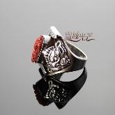 Tibetan Handmade Ring Tibetan Sterling Silver Coral Garnesh Ring