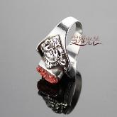 Tibetan Handmade Ring Tibetan Sterling Silver Coral Garnesh Ring