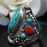 Tibetan Handmade Ring Tibetan Turquoise Coral Ring