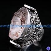 Tibetan Handmade Sterling Silver Crystal Sakyamuni Ring