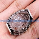 Tibetan Handmade Sterling Silver Crystal Sakyamuni Ring