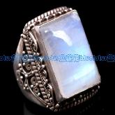 Tibetan Handmade Sterling Silver Moonstone Finger Ring