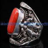 Tibetan Handmade Sterling Silver Red Coral Ring