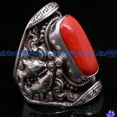 Tibetan Handmade Sterling Silver Red Coral Ring