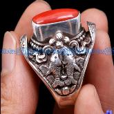 Tibetan Handmade Sterling Silver Red Coral Ring