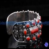 Tibetan Handmade Tibetan Red Coral Sterling Silver Bracelet