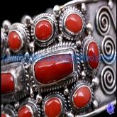 Tibetan Handmade Tibetan Red Coral Sterling Silver Bracelet