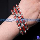 Tibetan Handmade Tibetan Red Coral Sterling Silver Bracelet