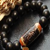 Tibetan Natural OLD DZI Obsidian Beads Bracelet