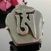 Tibetan OM Gau Box Pendant Tibetan Stirling Silver Pendant