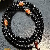 Tibetan Obsidian DZI 108 Prayer Beads Buddhist Prayer Beads