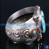 Tibetan Old Sterling Bracelet Handmade Sterling Turquoise Coral Bracelet