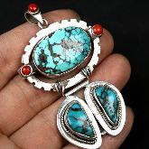 Tibetan Old Turquoise Pendant Handmade Tibetan Pendant