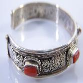 Tibetan Red Coral Bracelet Handmade Tibetan Sterling Silver Bracelet