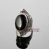 Tibetan Sterling Silver Ring Handmade Onyx Ring