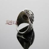 Tibetan Sterling Silver Ring Handmade Onyx Ring
