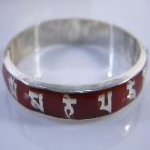 Tibetan Tibetan OM Mantra Bracelet Tibetan Sterling Silver Red Coral Bracelet