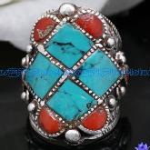 Tibetan Turquise Endless Knot Ring Handmade Tibetan Ring