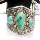 Tibetan Turquoise Bracelet Handmade Tibetan Sterling Silver Bracelet