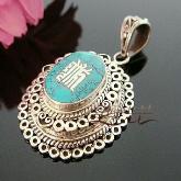 Tibetan Turquoise Klachakra Pendant Handmade Tibetan Pendant