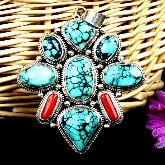 Tibetan Turquoise Pendant Tibetan Handmade Charming Pendant