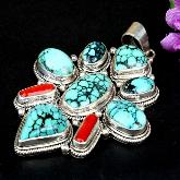 Tibetan Turquoise Pendant Tibetan Handmade Charming Pendant