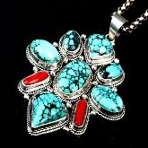 Tibetan Turquoise Pendant Tibetan Handmade Charming Pendant