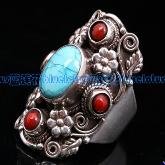 Tibetan Turquoise Ring Handmade Sterling Silver Ring