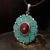 Tibetan Turquosie Coral Pendant Handmade Tibetan Pendant