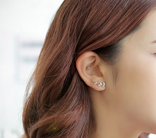 Rhinestone Leaf Earrings Rhinestone Leaf Earrings