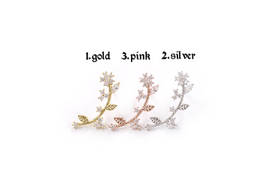 Rhinestone Flowers Leaves Arc Earrings Rhinestone Flowers Leaves Arc Earrings